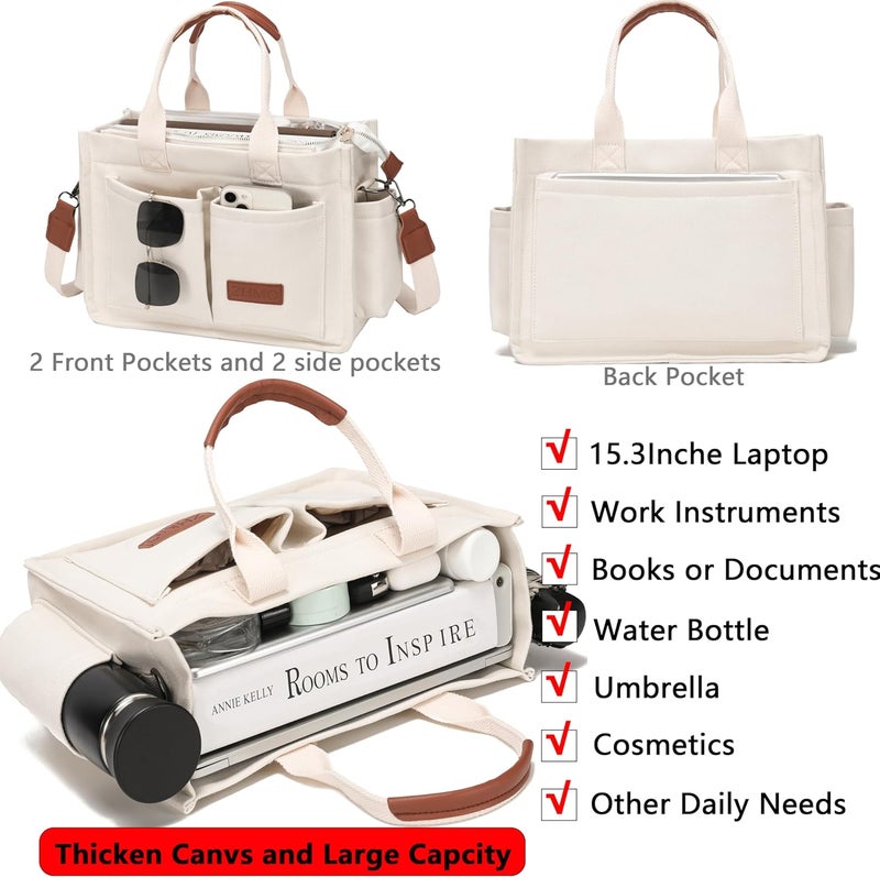 ZHMO Canvas Tote Bag for Women,Women's Bags Crossbody Bags Work Laptop Tote Bag Large Handbags Purse for Travel Nurse Teacher - Image 2